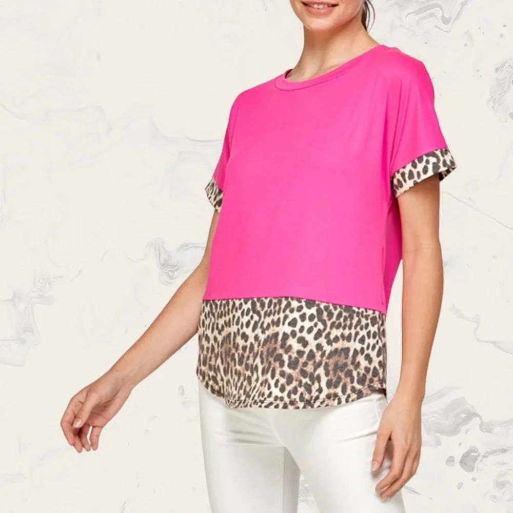 CUTE PINK LEOPARD TOP - Picture 3 of 3